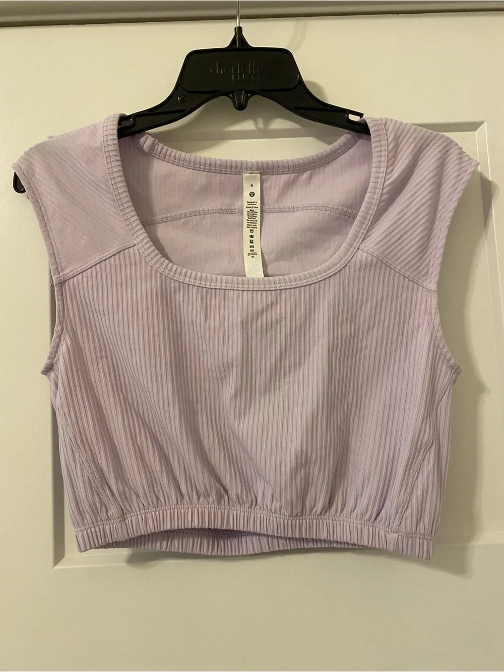 Lululemon Athletica LA Cap Sleeve Crop Ribbed Top Lavender